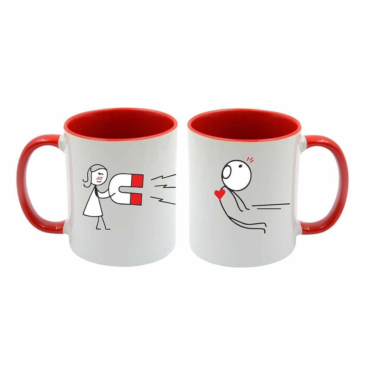 ماگ مدل سرامیکی دسته ساده طرح عشق کد AH7 بسته 2 عددی