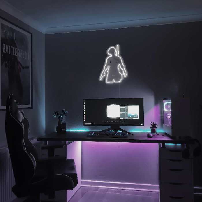 چراغ دیواری نئون دیزاین طرح Pubg_WHT