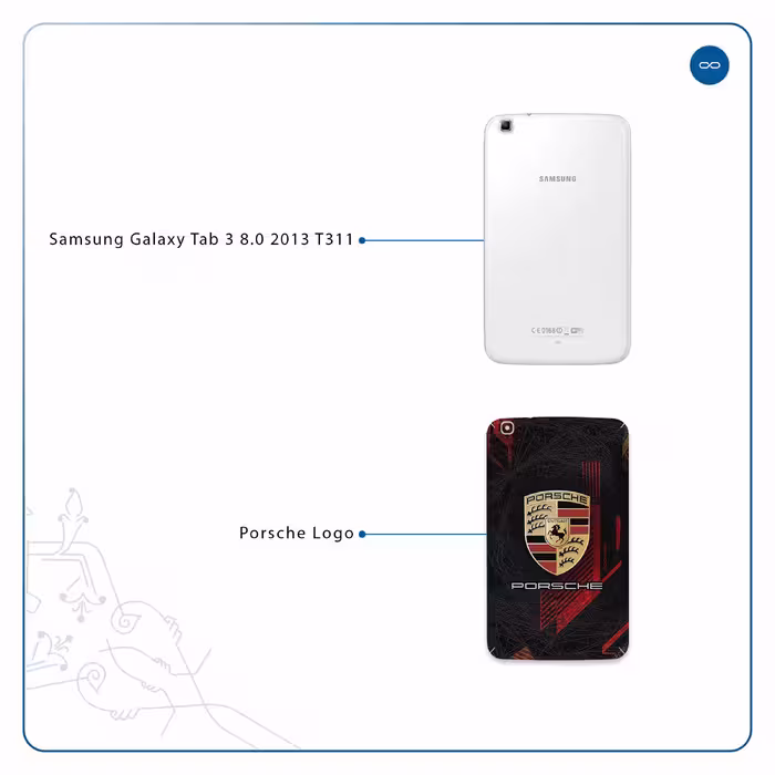 برچسب پوششی ماهوت مدل Porsche-Logo مناسب برای تبلت سامسونگ Galaxy Tab 3 8.0 2013 T311