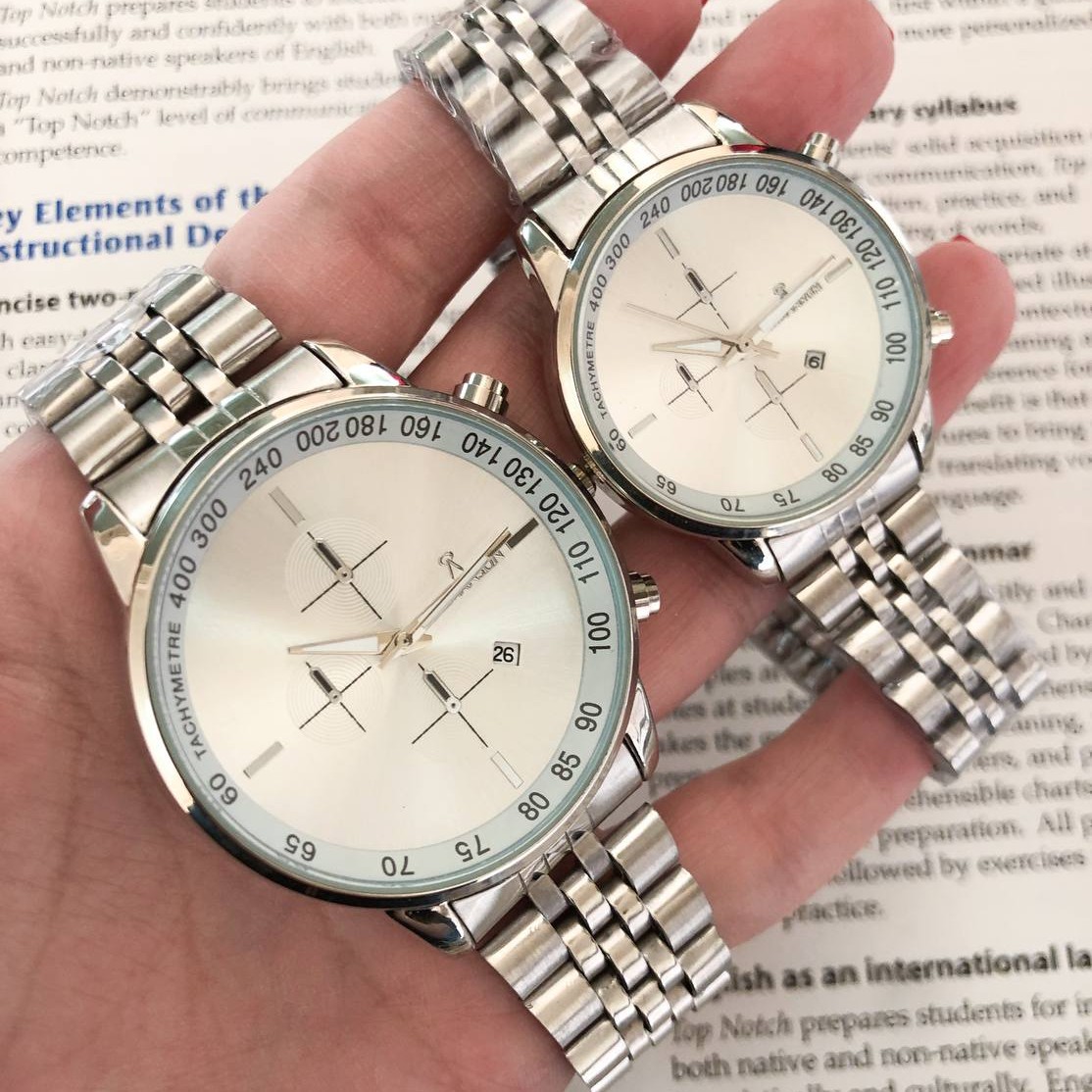 ست ساعت رومانسون بنداستیل نقره ای صفحه سفید
