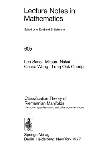 خرید و دانلود نسخه کامل کتاب Classification Theory of Riemannian Manifolds