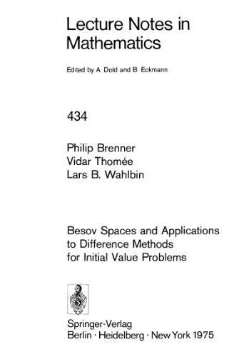 خرید و دانلود نسخه کامل کتاب Besov Spaces and Applications to Difference Methods for Initial Value Problems