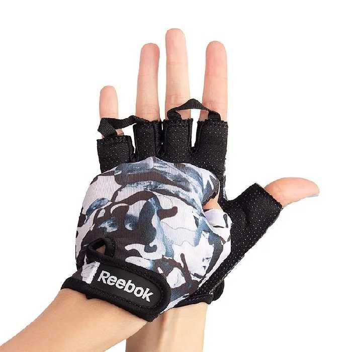 دستکش دوچرخه سواری نیمه انگشتی طرح ریباک سایز S ( طوسی - مشکی )