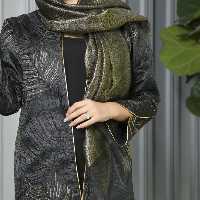 مانتو مجلسی ژاکارد مدل خوشه رنگ مشکی طلایی برند SET