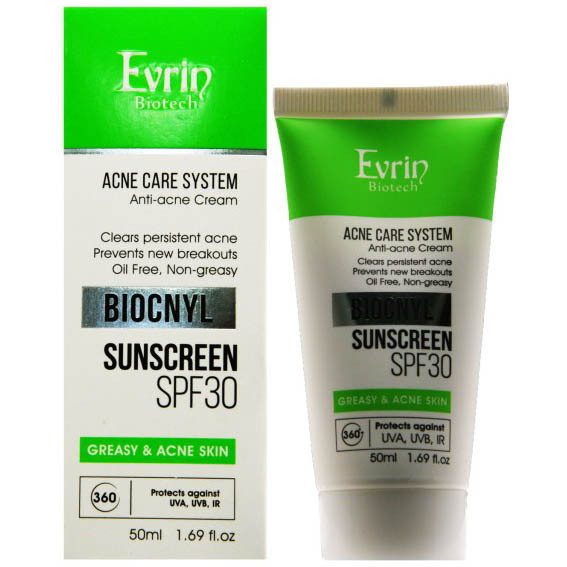 اورین کرم ضد آفتاب بی رنگ SPF30 پوست چرب و جوشدار 50 میل BIOTECH BIOCNYL