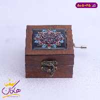 موزیک باکس چوبی طرح گل آبی | 505/25