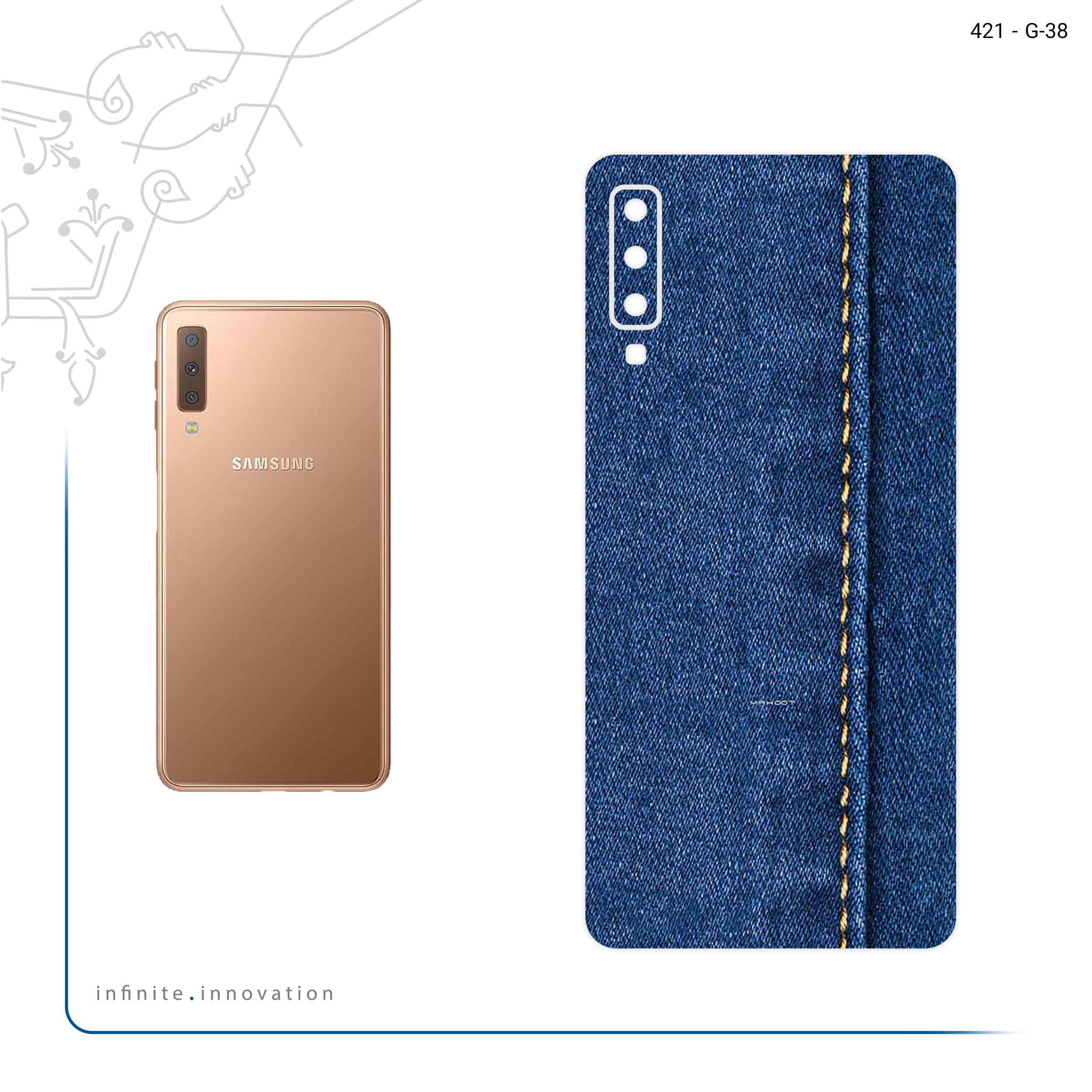 برچسب پوششی ماهوت مدل Fabric Texture 8 مناسب برای گوشی موبایل سامسونگ Galaxy A7 2018