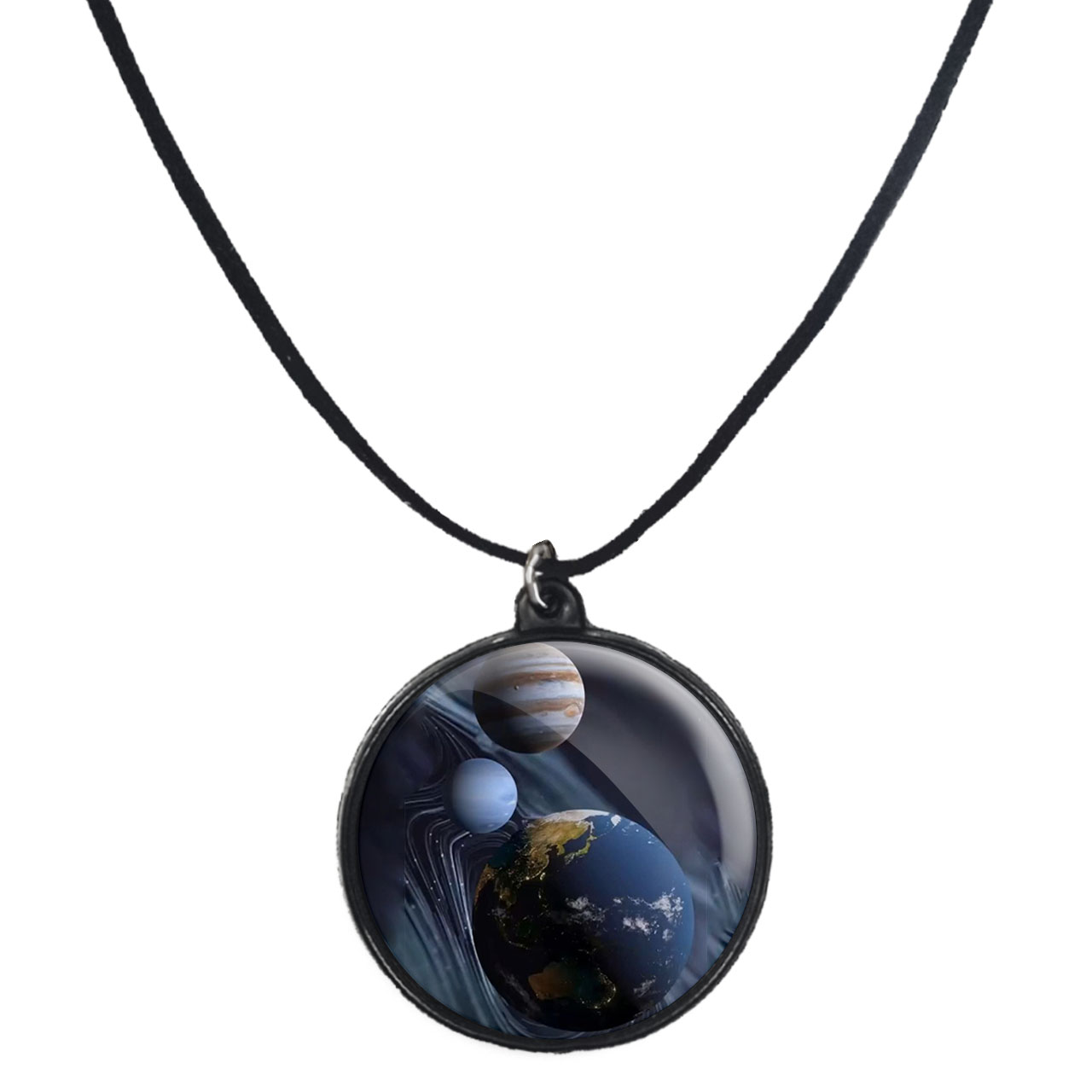 گردنبند پرمانه طرح زمین کد pmb.23494 مدل دو طرفه