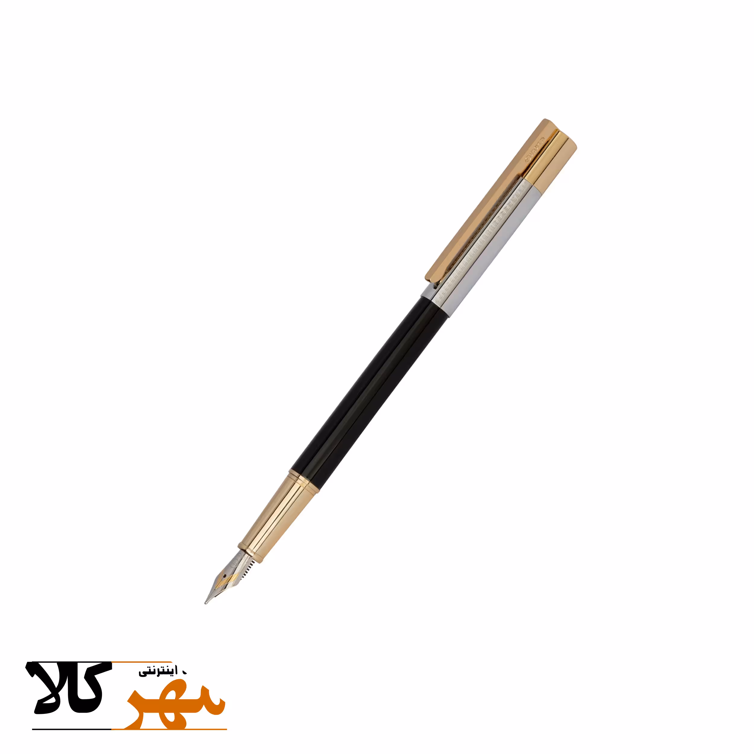 قلم تک خودنویس رنگ نیمه مشکی کروم گیره زرد EUROPEN مدل FLASH