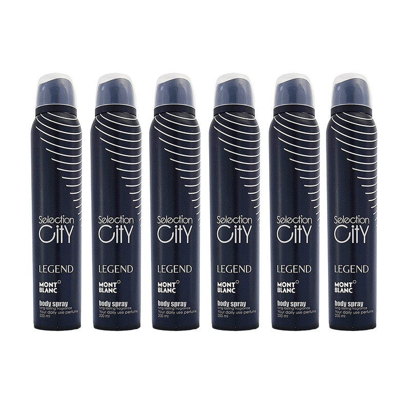 اسپری خوشبوکننده بدن مردانه سلکشن سیتی مدل legend حجم 200 میلی لیتر مجموعه 6 عددی