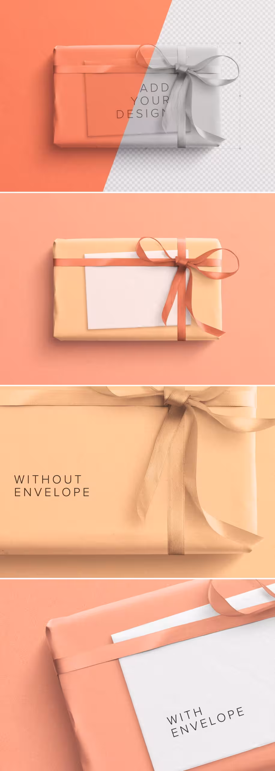دانلود Wrapped Gift Box and Envelope Mockup – موکاپ جعبه هدیه