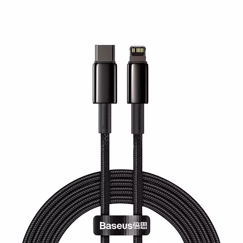 کابل شارژ دومتری Type-C به لایتنینگ فست شارژ باسئوس Baseus Tungsten Gold Fast Charging Type-C to IP Cable CATLWJ-A01