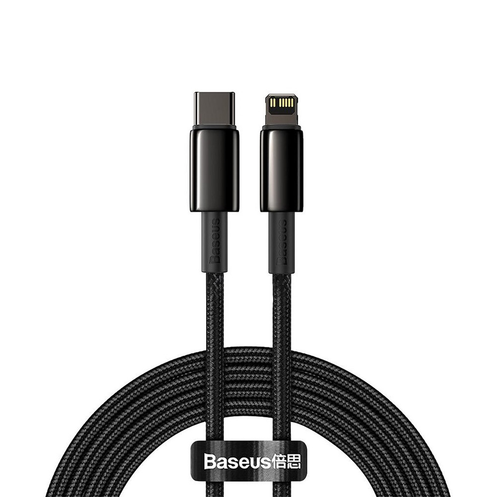 کابل شارژ دومتری Type-C به لایتنینگ فست شارژ باسئوس Baseus Tungsten Gold Fast Charging Type-C to IP Cable CATLWJ-A01