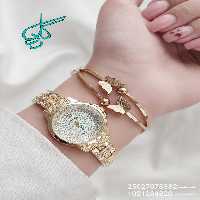 خرید ست ساعت و دستبند زنانه طرح پروانه رنگ طلایی کد 1815240 - ردگل