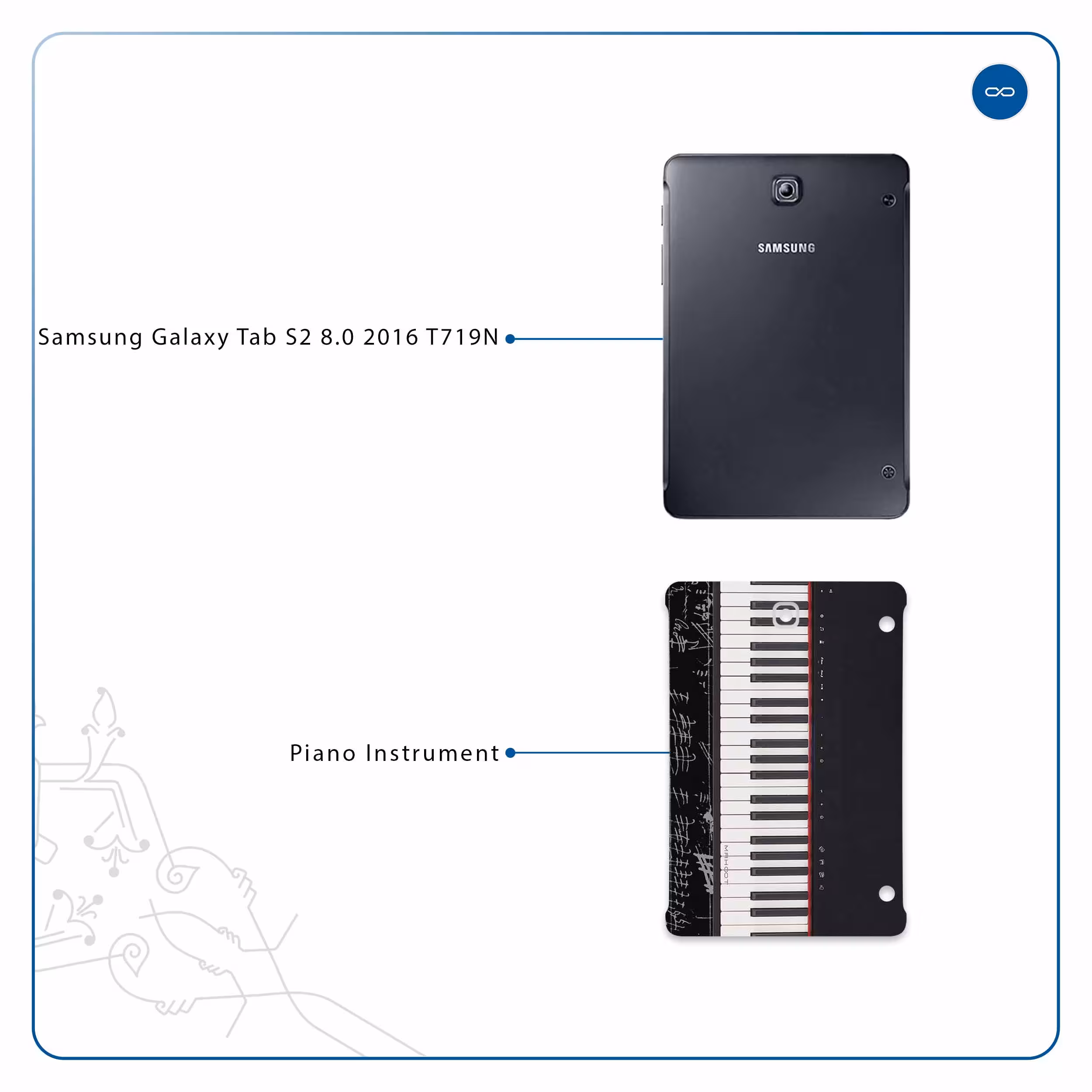 برچسب پوششی ماهوت مدل Piano-Instrument مناسب برای تبلت سامسونگ Galaxy Tab S2 8.0 2016 T719N