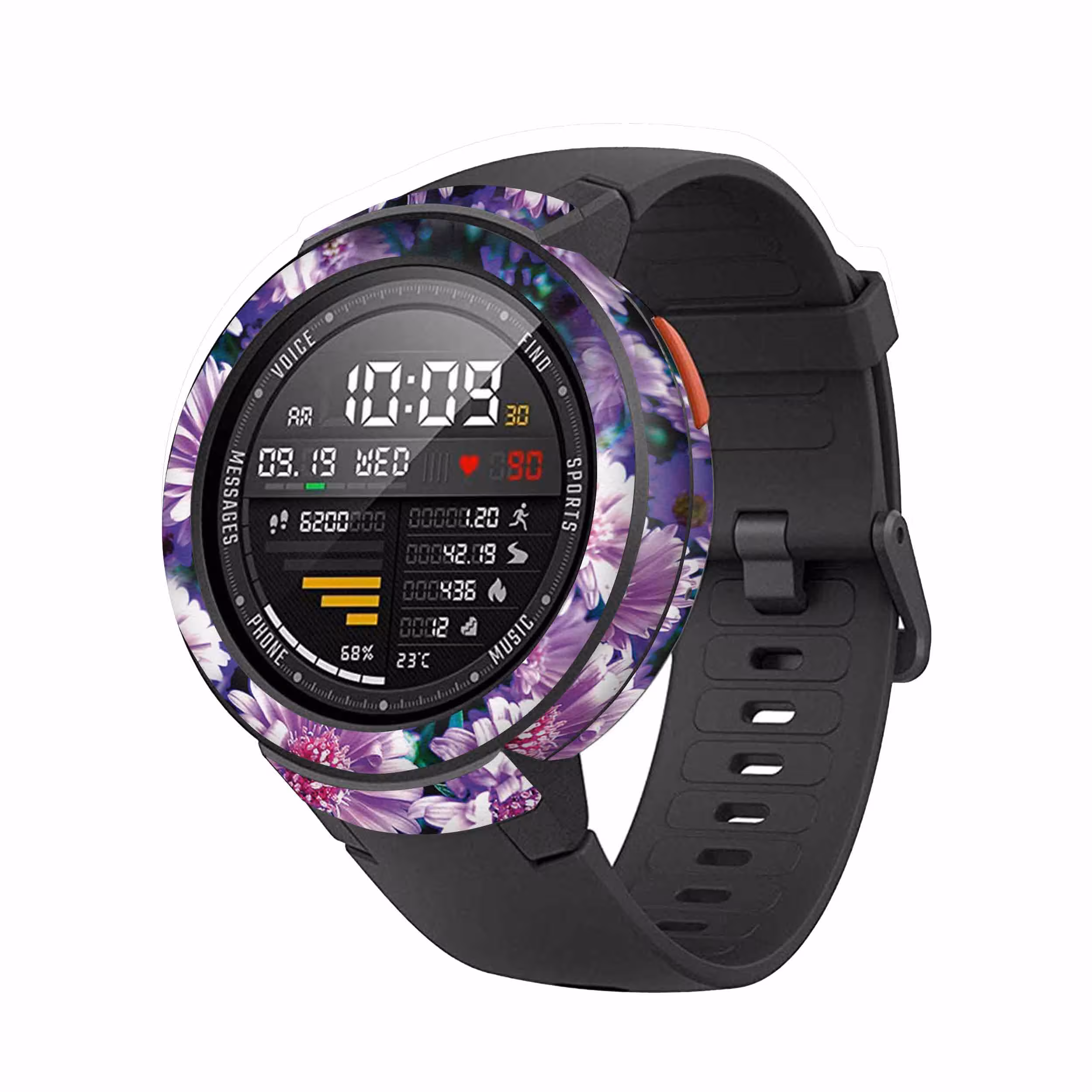 برچسب ماهوت طرح Purple Flower مناسب برای ساعت هوشمند شیایومی Amazfit Verge