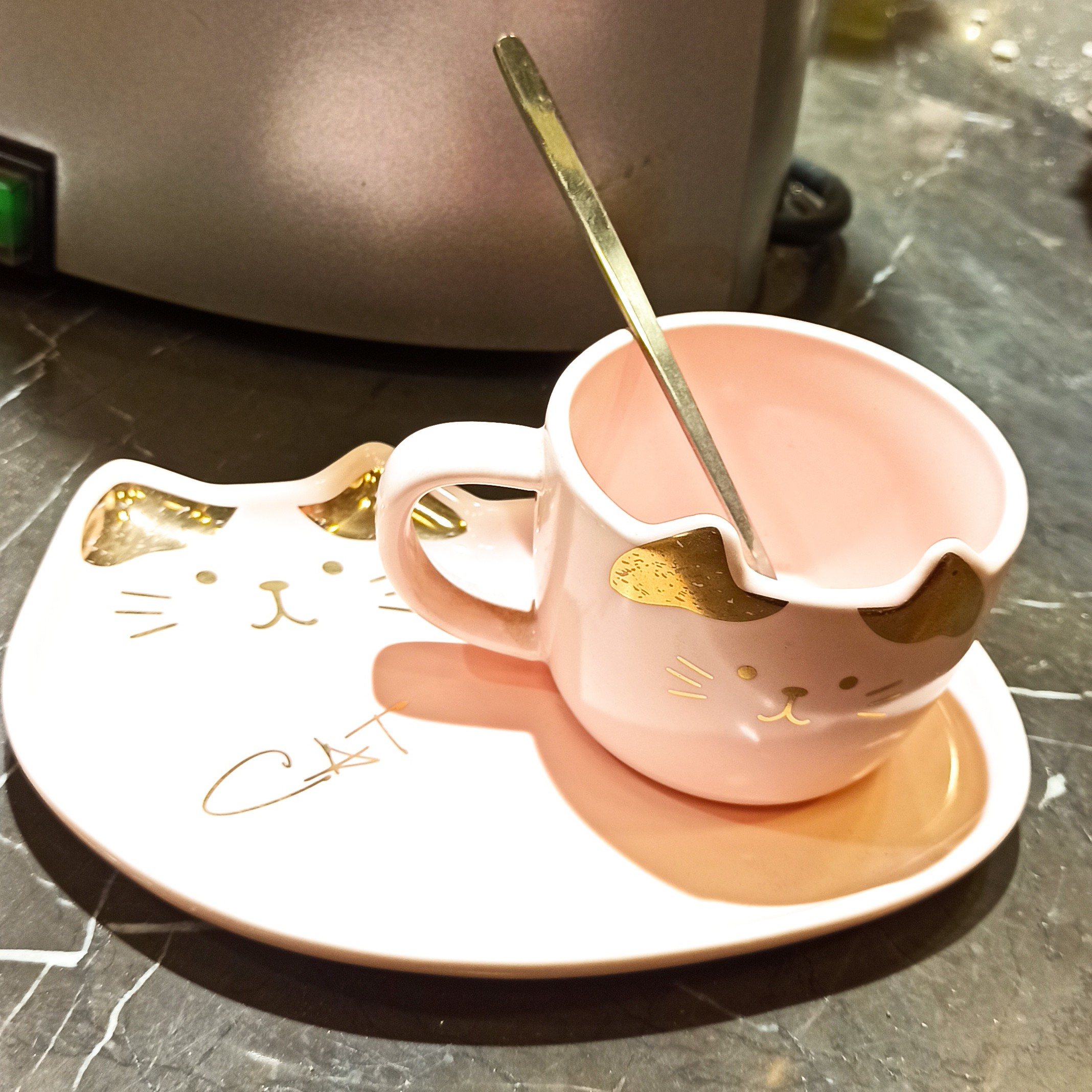 ماگ.فنجان گربه ای سرامیکی با سینی گربه 