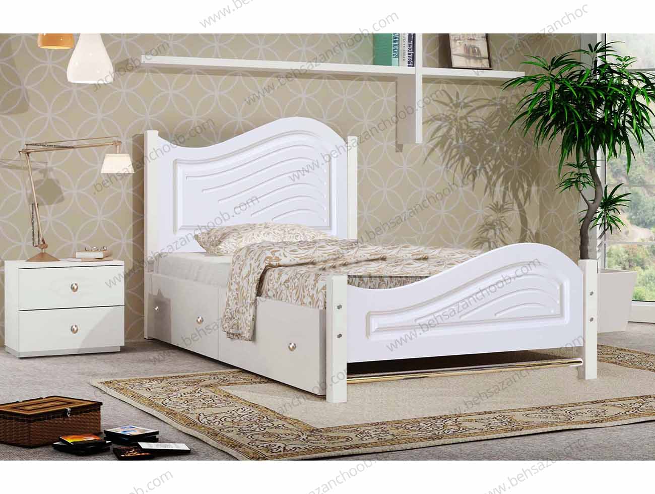 تخت تک نفره چوبی موج وکیومی T125