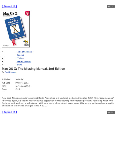 خرید و دانلود نسخه کامل کتاب Mac OS X: The Missing Manual, Second Edition