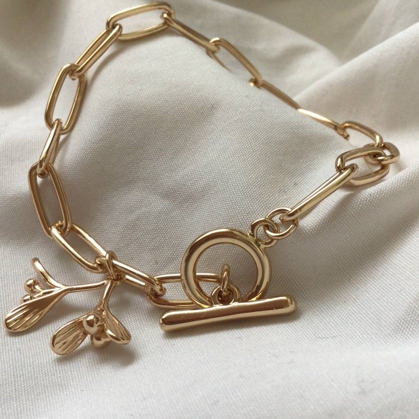 دستبند زنجیری قفلی جدید طلایی 