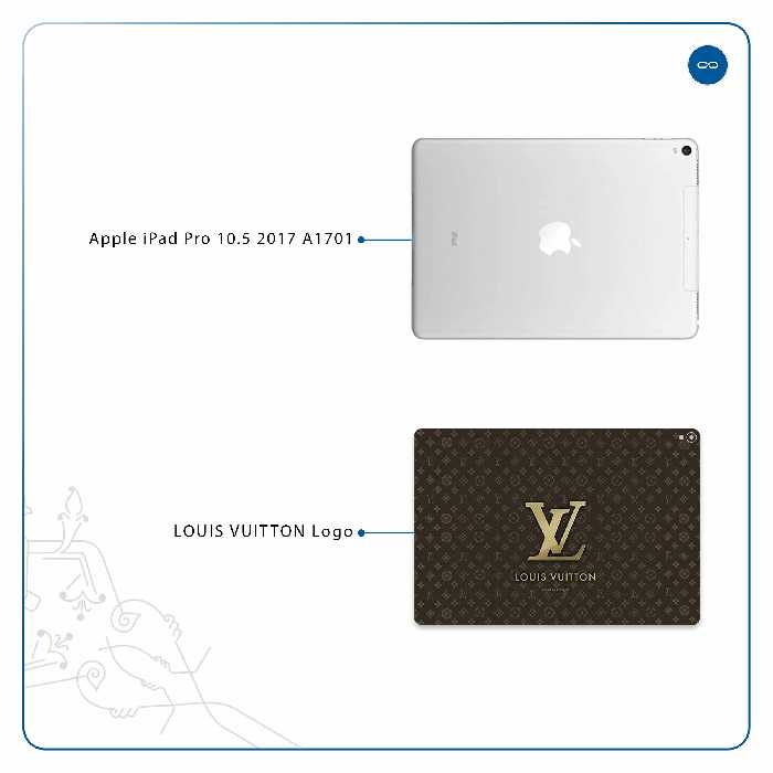 برچسب پوششی ماهوت مدل LOUIS-VUITTON-Logo مناسب برای تبلت اپل iPad Pro 10.5 2017 A1701