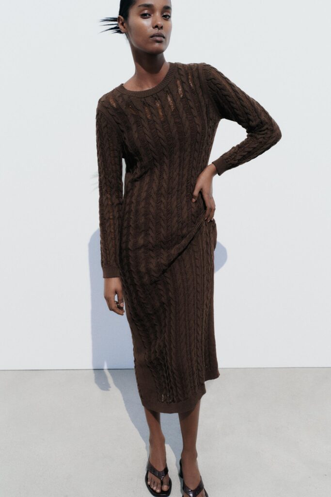 لباس زنانه زارا CABLE-KNIT DRESS | تهران زارا TehranZara