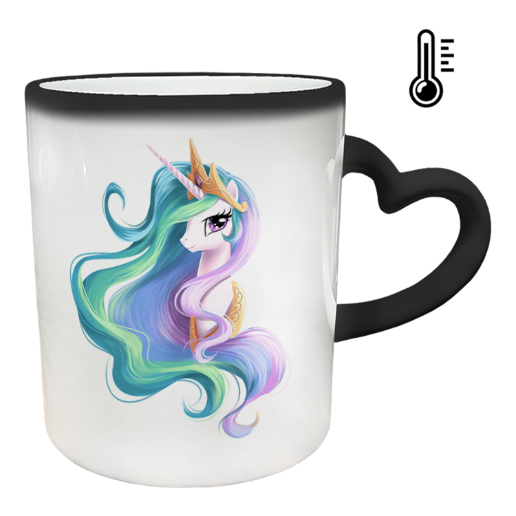 ماگ حرارتی مدل دسته قلبی طرح یونیکورن کد 63