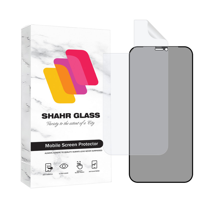 محافظ صفحه نمایش حریم شخصی شهر گلس مدل FULLPRIVNANOSH مناسب برای گوشی موبایل اپل iPhone 12 mini به همراه محافظ پشت گوشی | کالا برتری
