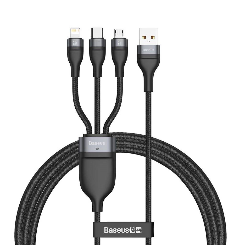 کابل تبدیل USB به لایتنینگ /USB-C/ microUSB باسئوس مدل Data Cable-66W طول 1.2 متر
