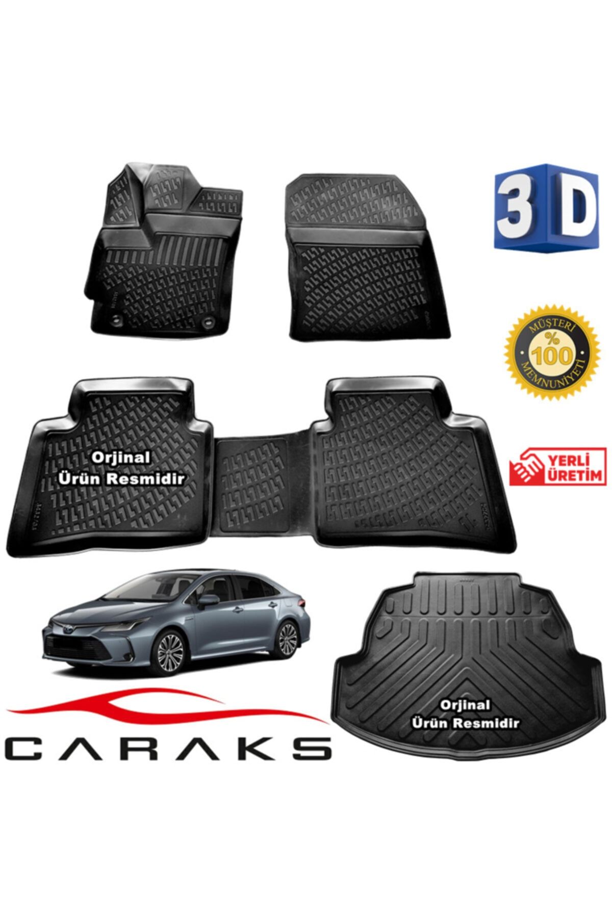 بادگیر خودرو مشکی TOYOTA COROLLA 3D MAT   استخر چمدان سیاه تنظیم بعد از سال 2019 caraks