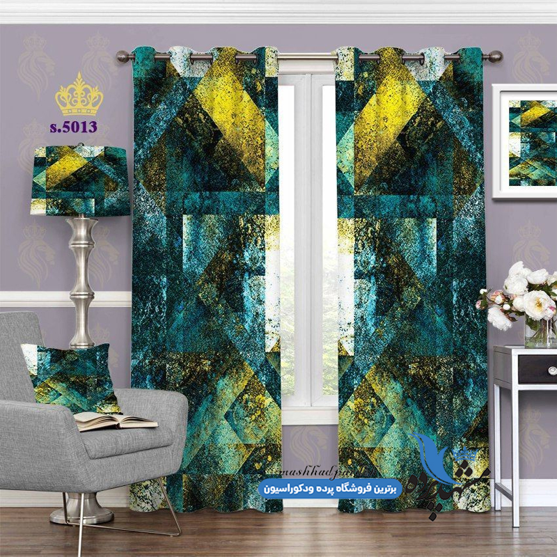 پرده پانچ مدرن طرح رنگی کد s-5013