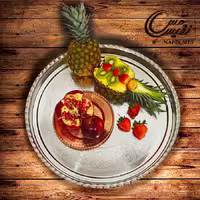 سینی مسی بزرگ داخل سفید طرح دار مدل آبتین ( قطر 45 و 50 سانتی متر )