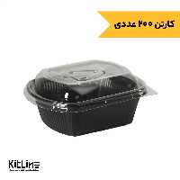 ظرف یکبار مصرف 19×22.5 سانتیمتری مشکی همراه درب و سس کاپ مثلثی مهر پارسا (کارتن 200 عددی)