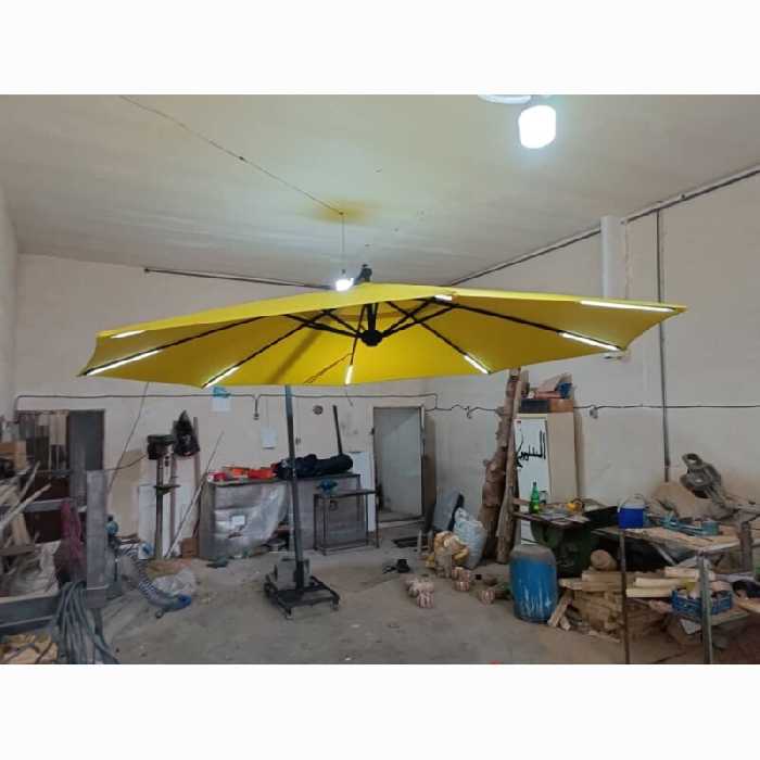 چتر نانو چراغدار 4 متری پایه بتنی مناسب تراس و روف و حیاط