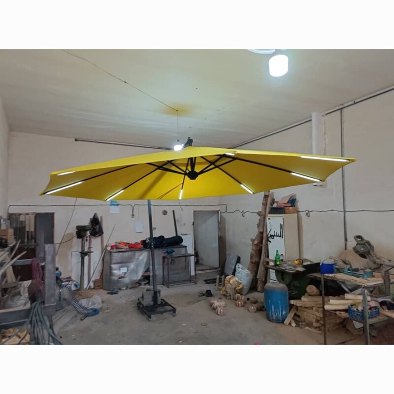 چتر نانو چراغدار 4 متری پایه بتنی مناسب تراس و روف و حیاط