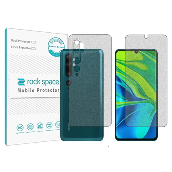 گلس صفحه نمایش و پشت گوشی شیائومی Mi Note 10 مدل نانو هیدروژل مات برند راک اسپیس کدSS