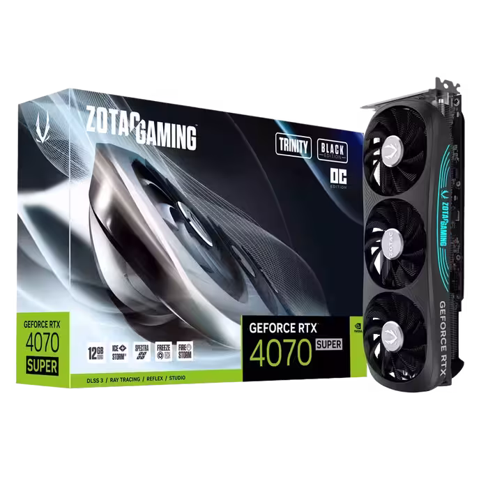 کارت گرافیک زوتک RTX 4070 Super Trinity OC Black 12GB | فروشگاه گیمینگ تکاف