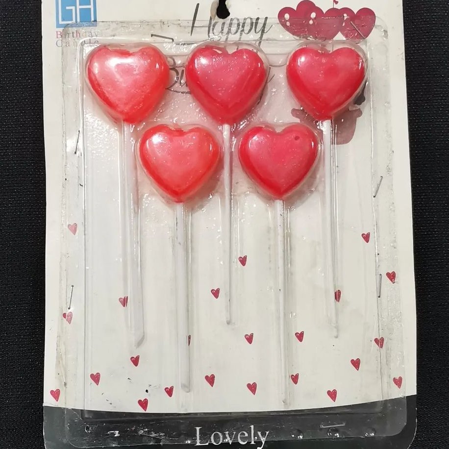 شمع روکیکی قلب بلند_رنگ نقره ای و قرمز 