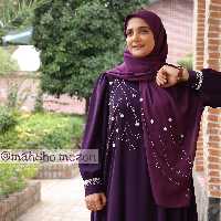 ست مانتو عبایی و روسری کرپ الیزه جواهردوزی مدل مهسا ماه شو مزون