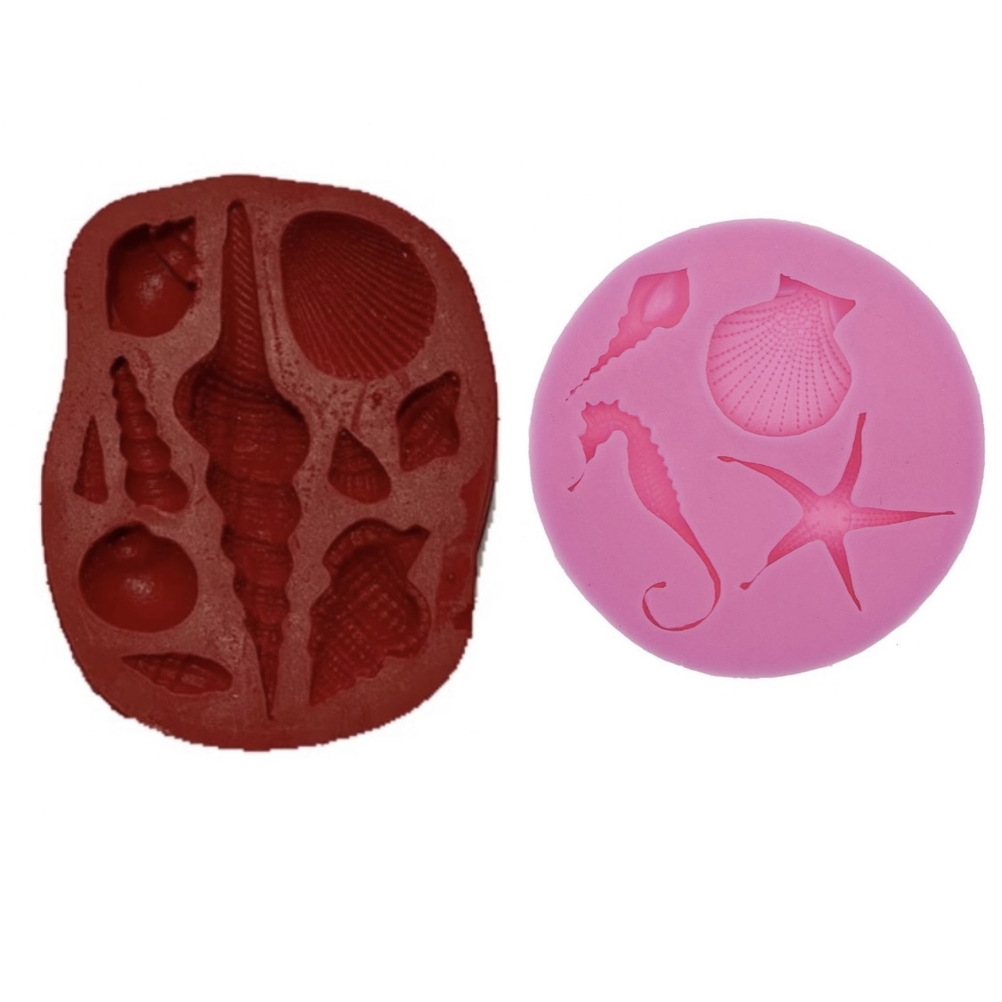 قالب شکلات مدل مولد فوندانت طرح صدف و اسب دریایی مجموعه 2 عددی