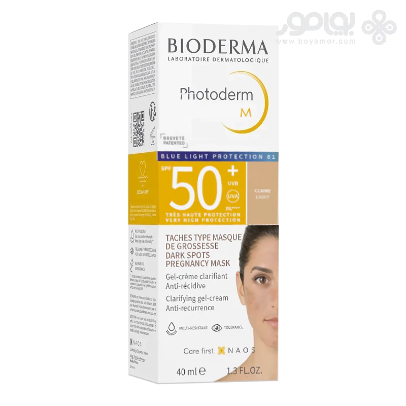 ضد آفتاب رنگی بایودرما SPF50 مدل فتودرم M رنگ روشن حجم 40 میل