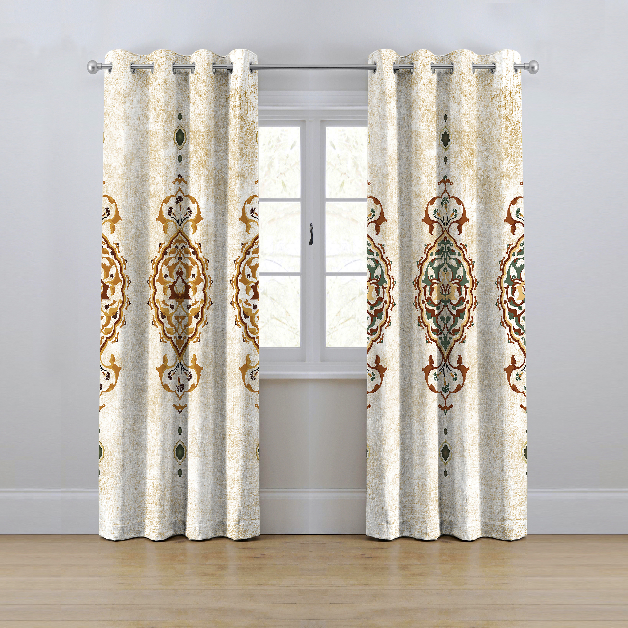 پرده مدل پانچی طرح داماسک سایز 280x145 سانتی متر