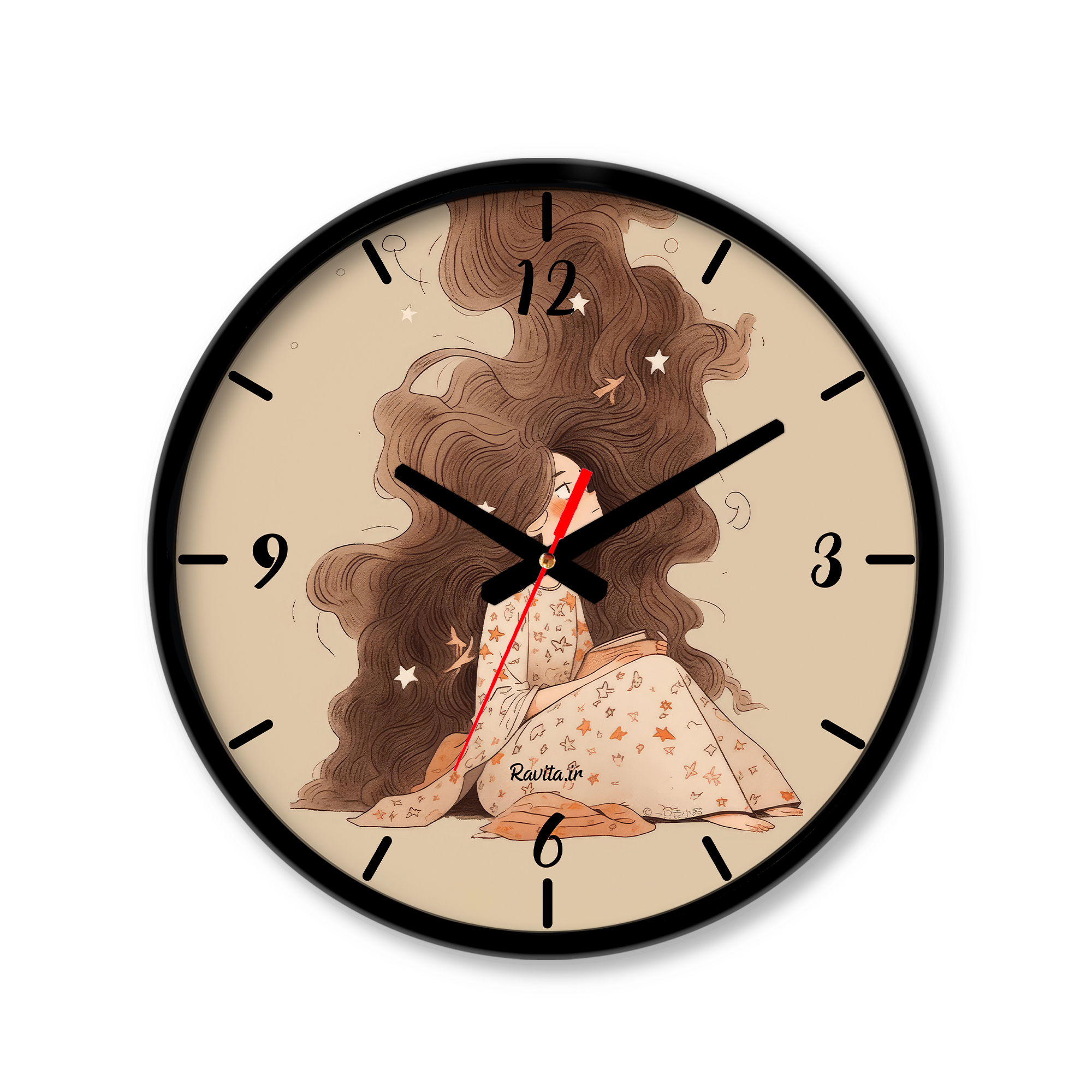 ساعت دیواری کوچک راویتا طرح نقاشی دختر کد 3588