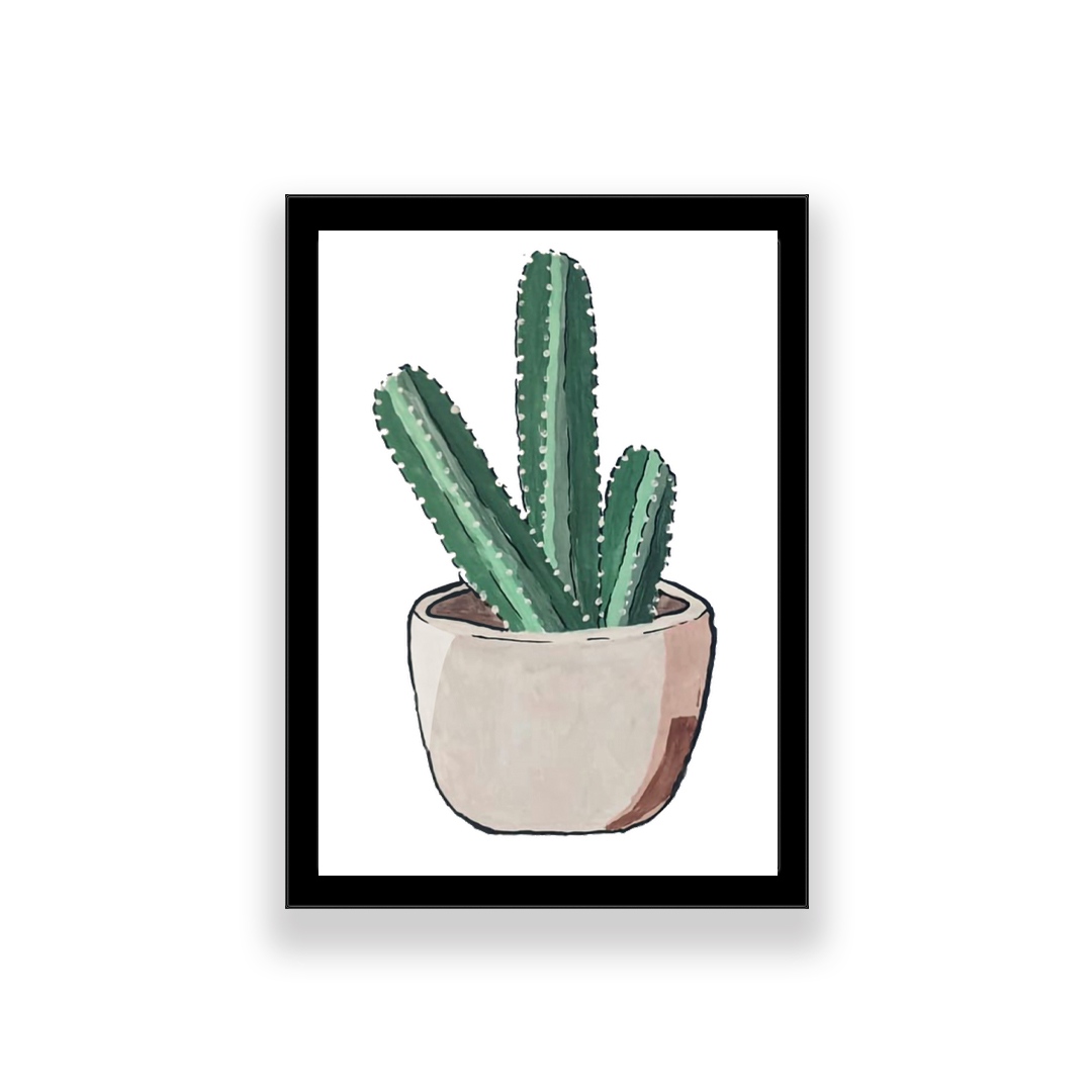 تابلو طرح گلدان کاکتوس