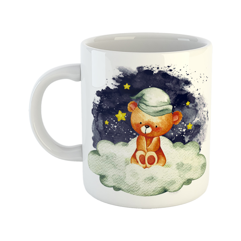 ماگ طرح خرس و آسمان پرستاره مدل شب بخیر