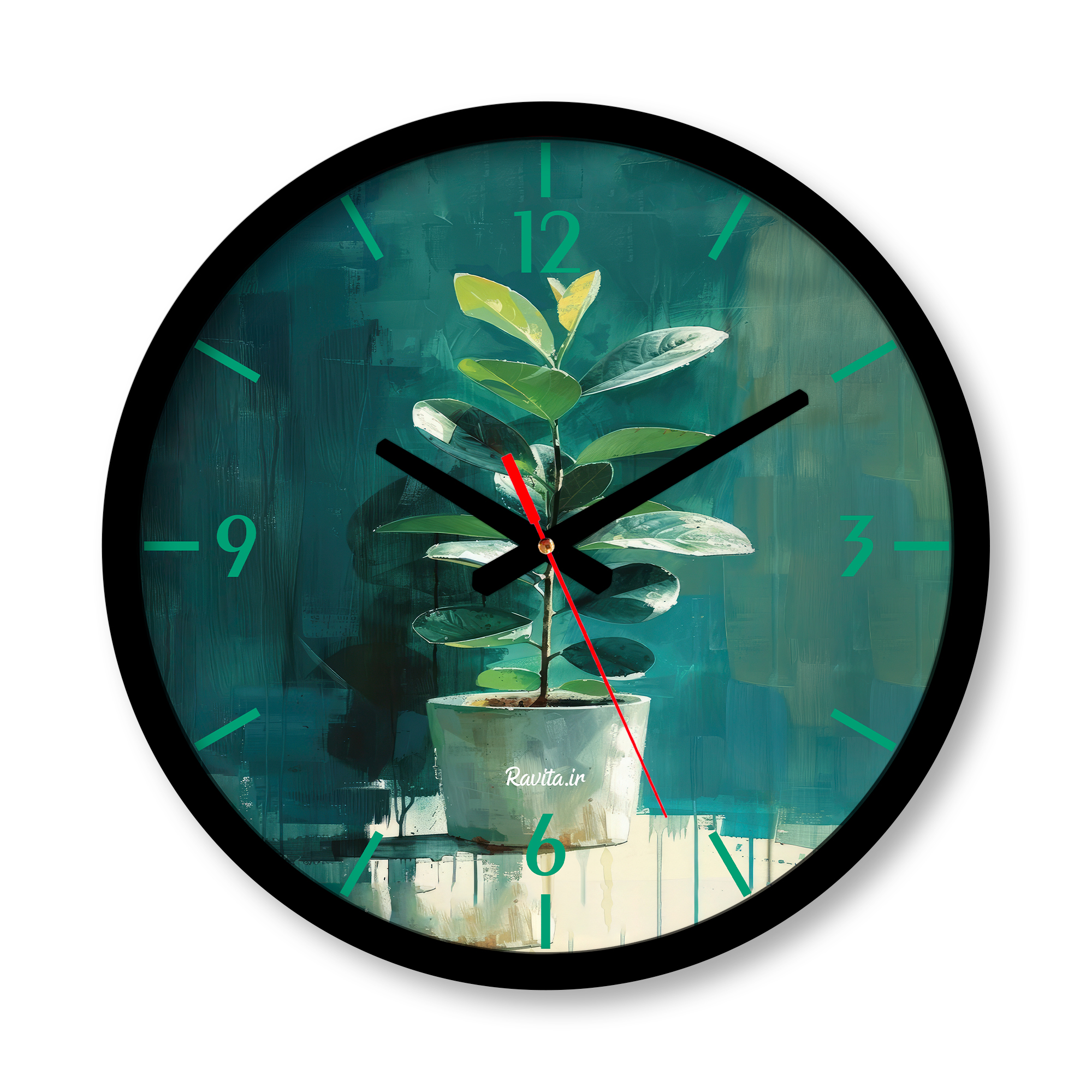 ساعت دیواری بزرگ راویتا طرح نقاشی گلدان کد 3659