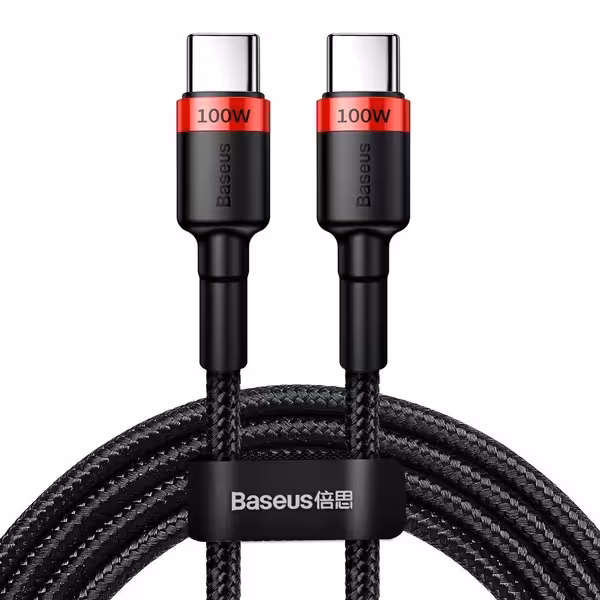 کابل دو سر TYPE_C باسئوس Baseus Cafule PD2.0 100W flash charging USB For Type-C cable (20V 5A)2m Red Black