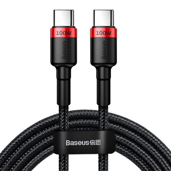 کابل دو سر TYPE_C باسئوس Baseus Cafule PD2.0 100W flash charging USB For Type-C cable (20V 5A)2m Red Black