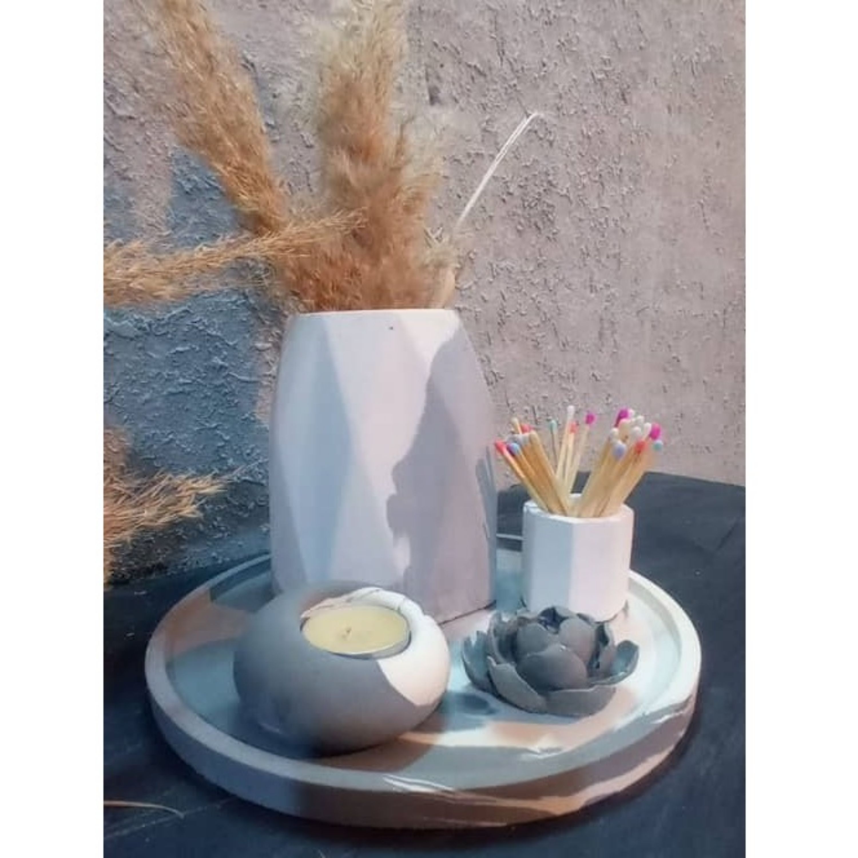 ست کاربردی 5 قطعه سینی بزرگ سنگ مصنوعی