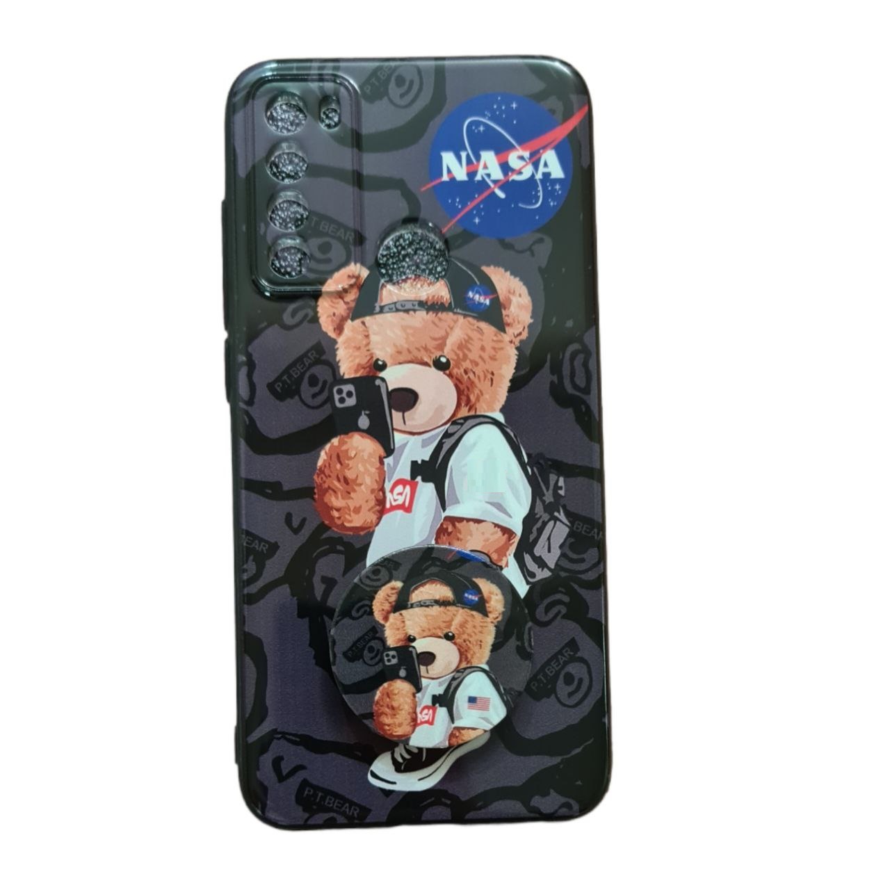 کاور طرح خرس کد 886 مناسب برای گوشی موبایل شیائومی Redmi Note 8 به همراه پاپ سوکت